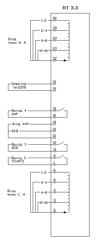  Схема подключения микропроцессорных блоков релейной защиты и автоматики PREMKO RT 3.5
