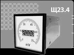 Щитовые приборы постоянного тока с цифровой индикацией и дискретно-аналоговым отсчетным устройством Щ23.4